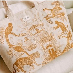 Sezane Paris Jungle Print Canvas Tote Bag NWOT